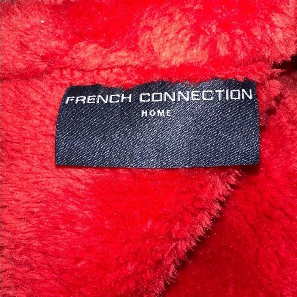 French Connection Fiery Red Plush Blanket Throw with a Hanger